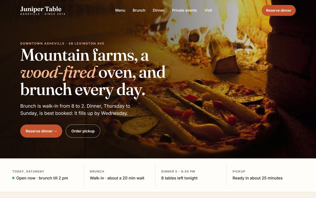 Juniper Table: Home page